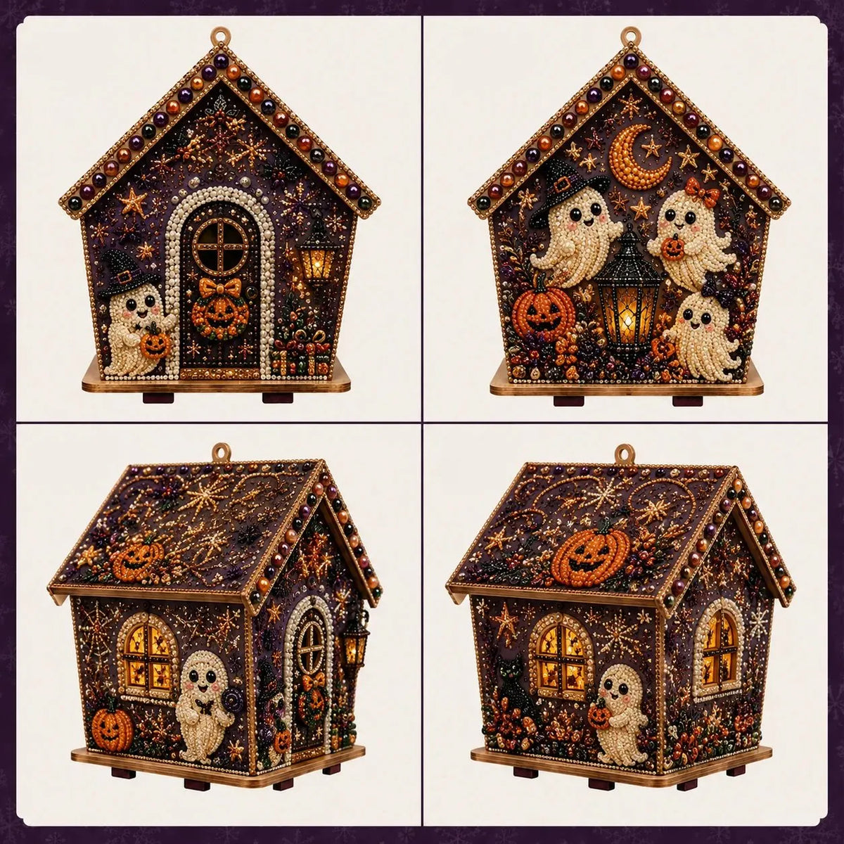 🎃 Beginner-Friendly Moonlit Wooden Cottage 3D Pearl Art Kit Collection | Complete Kit with All Tools & Step-by-Step Guide Included 💕