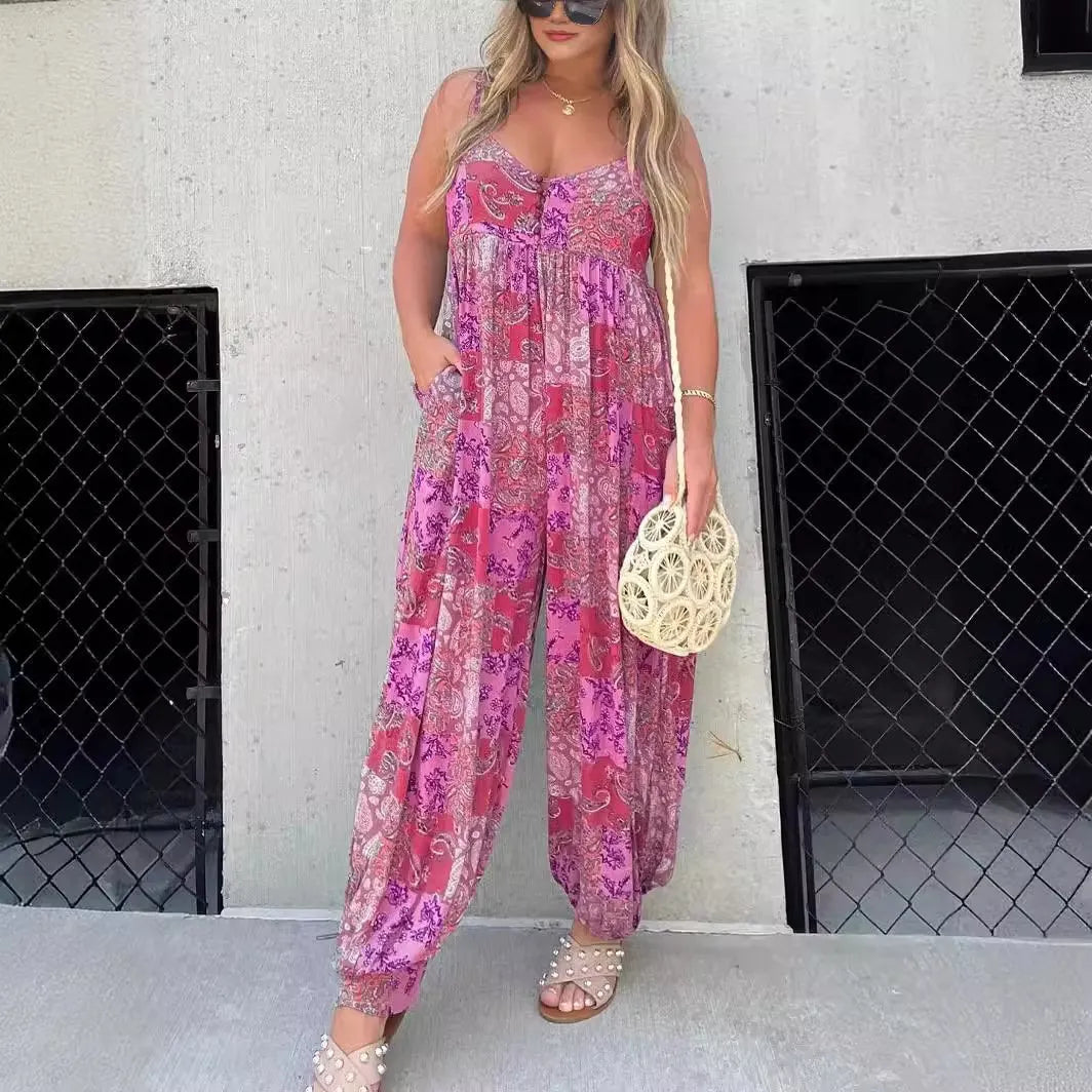 Cooper Patchwork Print Loose Jumpsuit