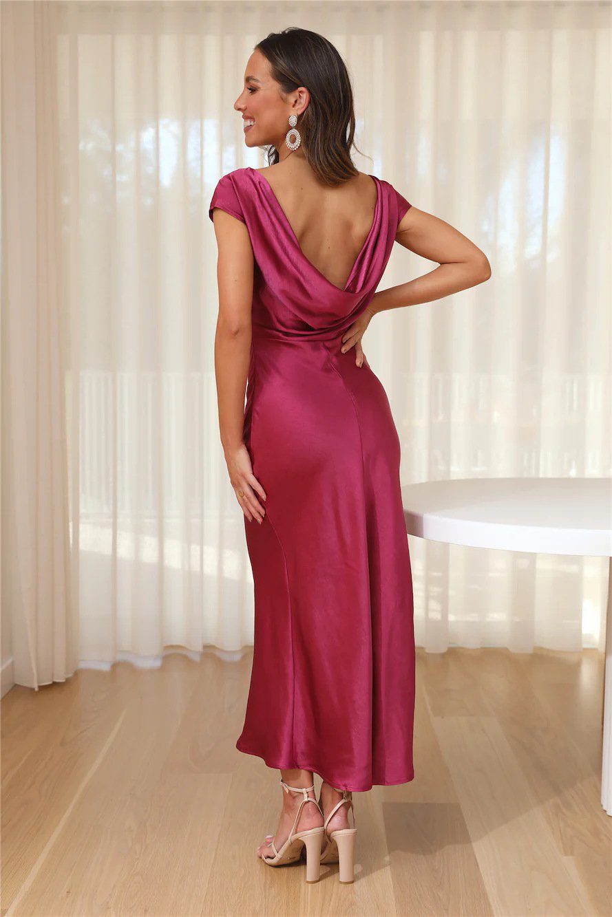 Faithful Nights Satin Midi Dress