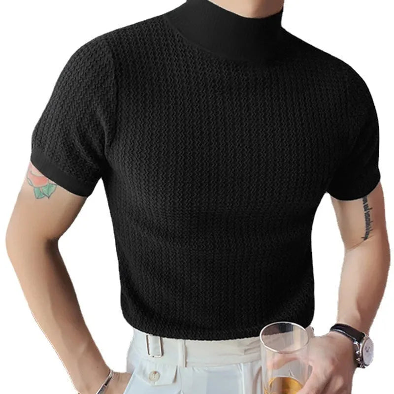 Knit High Neck Solid Color T-Shirt (Buy 2 Free Shipping)