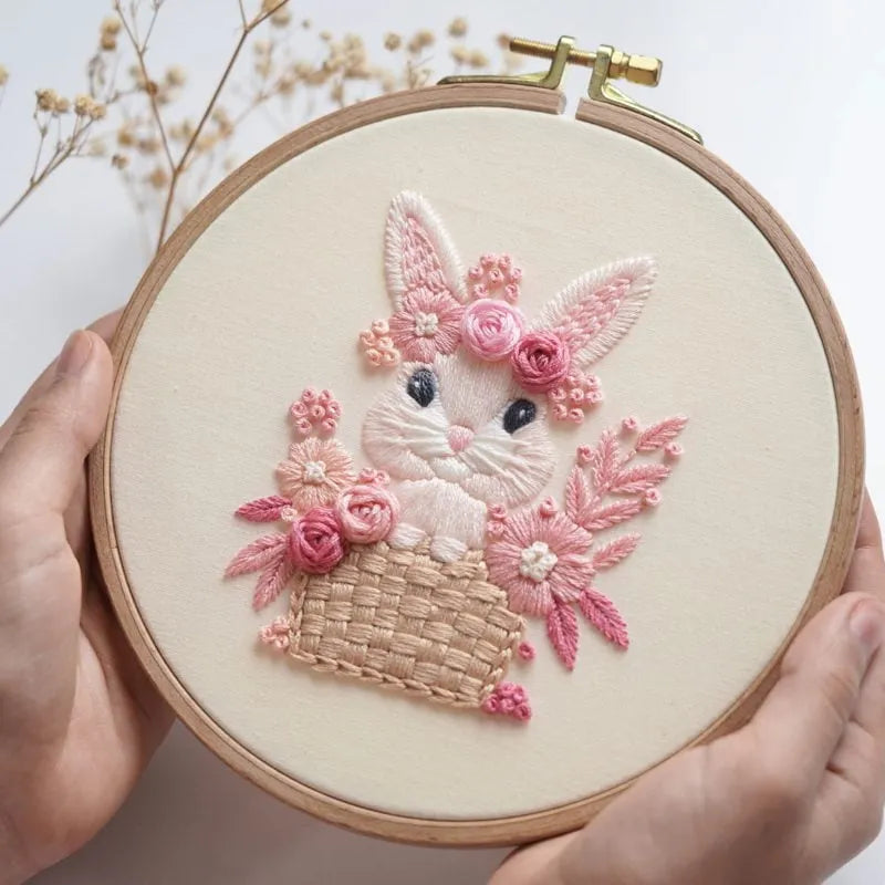 🔥Last 4 hours Sale: Save 50% -Pink Bunny Sweet Easter Embroiderye kit