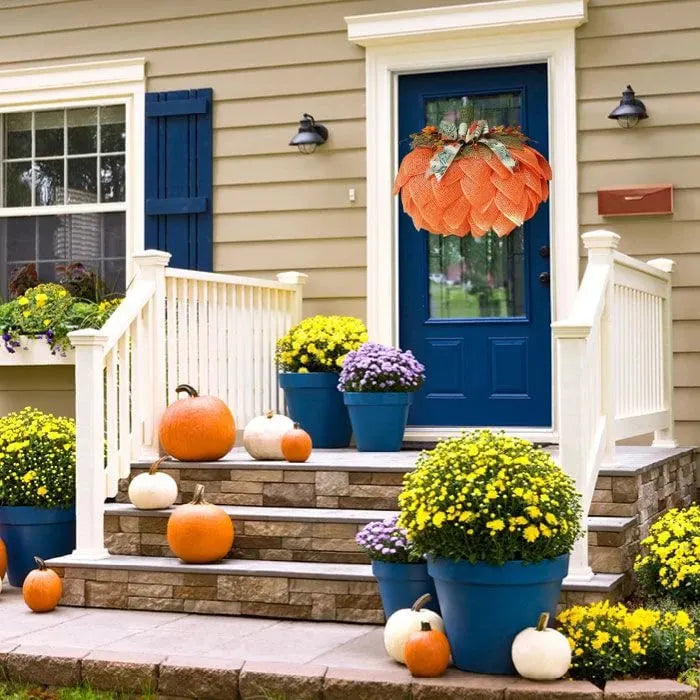 🔥Last Day 49% OFF 🍁 Farmhouse Pumpkin Wreath For Front Door