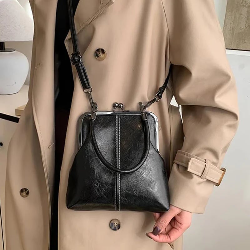 🔥 HOT SALE 🔥Vintage Kiss-Lock Bag – 2-in-1 Carry & Organized