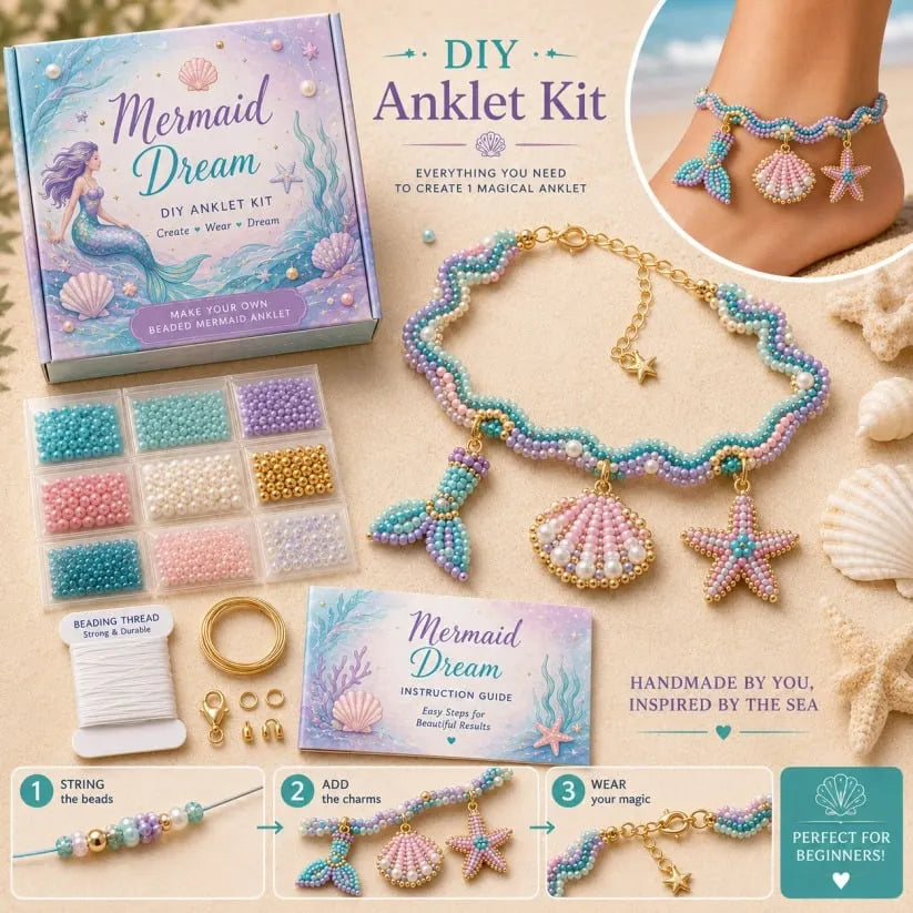 🔥 LAST DAY 49% OFF – 🌊✨ Ocean Guardian DIY Beaded Anklet Kit | Luxury Ocean Theme Anklet with Color-Matched Beads & Sea Charms DIY Coastal Jewelry 🐚✨
