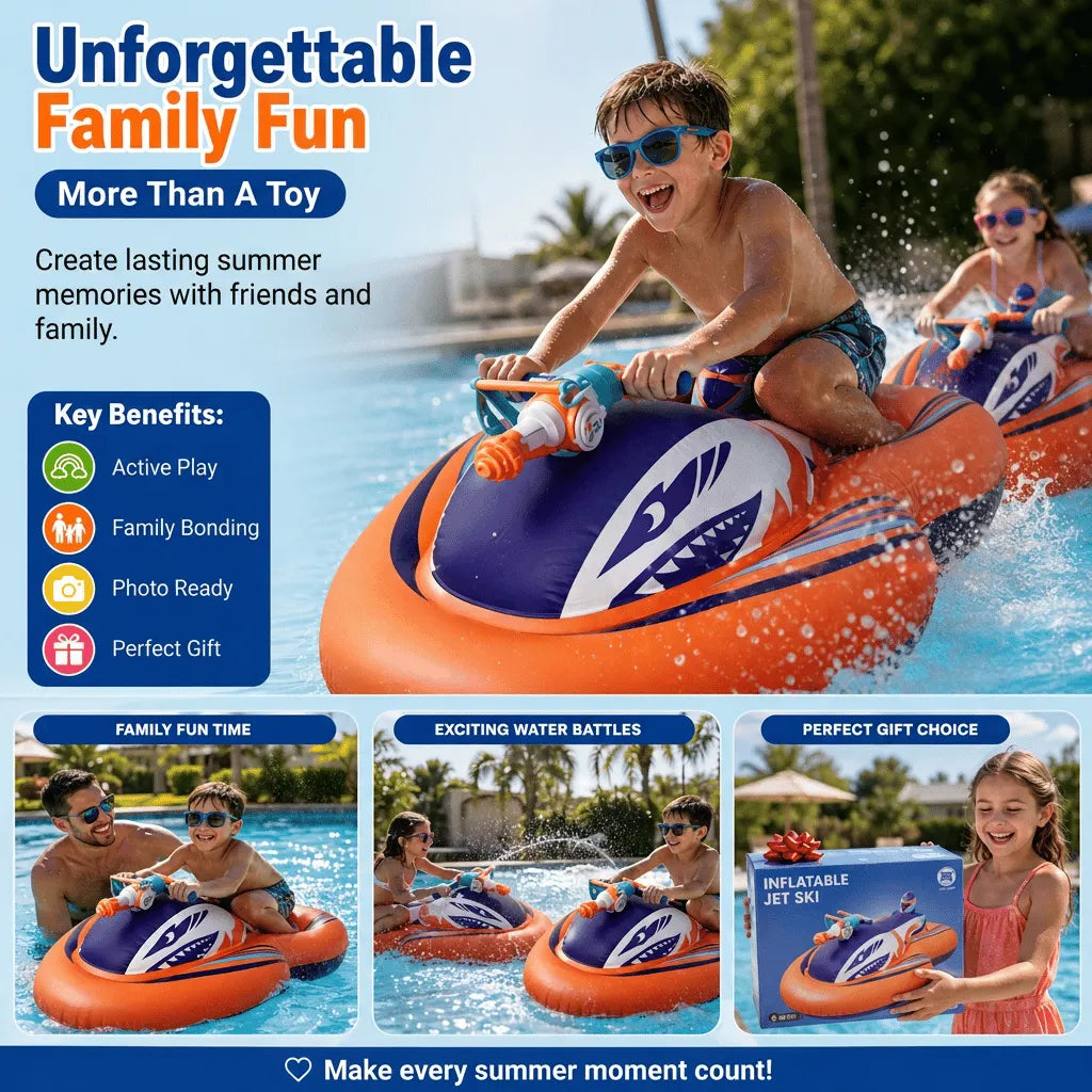 🎉🏆2026 Upgraded 49% OFF🌊 2-in-1 Shark Inflatable Jet Water Ski🚤 Built-in Water Gun