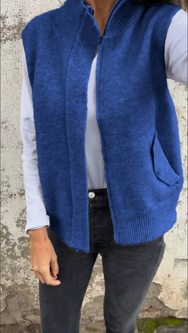 Women's Sweater Vest with Zipper and Pockets (Buy 2 Free Shipping)