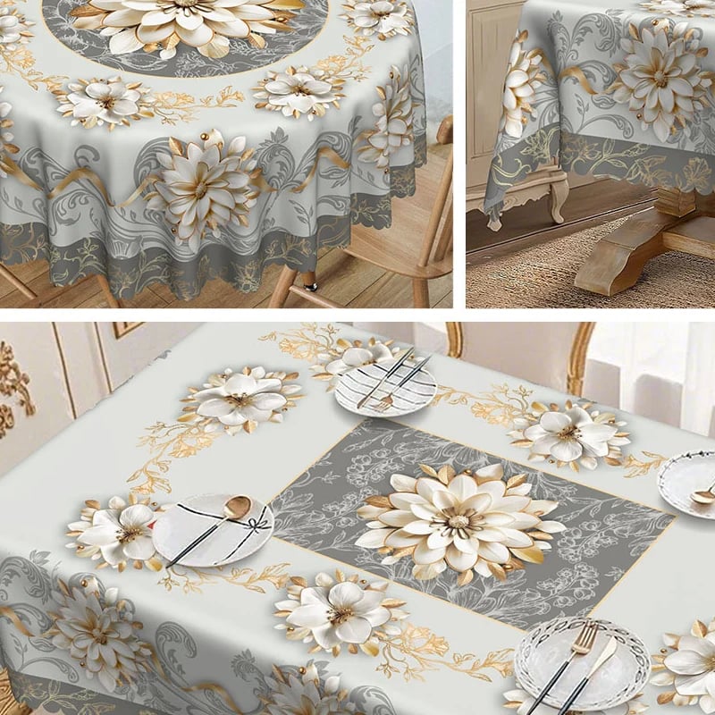 🎉⏰Elegant Waterproof Embossed Floral Tablecloth💮