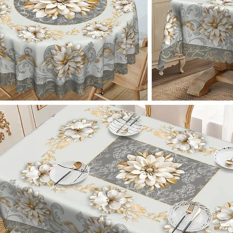 🎉⏳Limited-time 50% off⏰Elegant Waterproof Embossed Floral Tablecloth💮