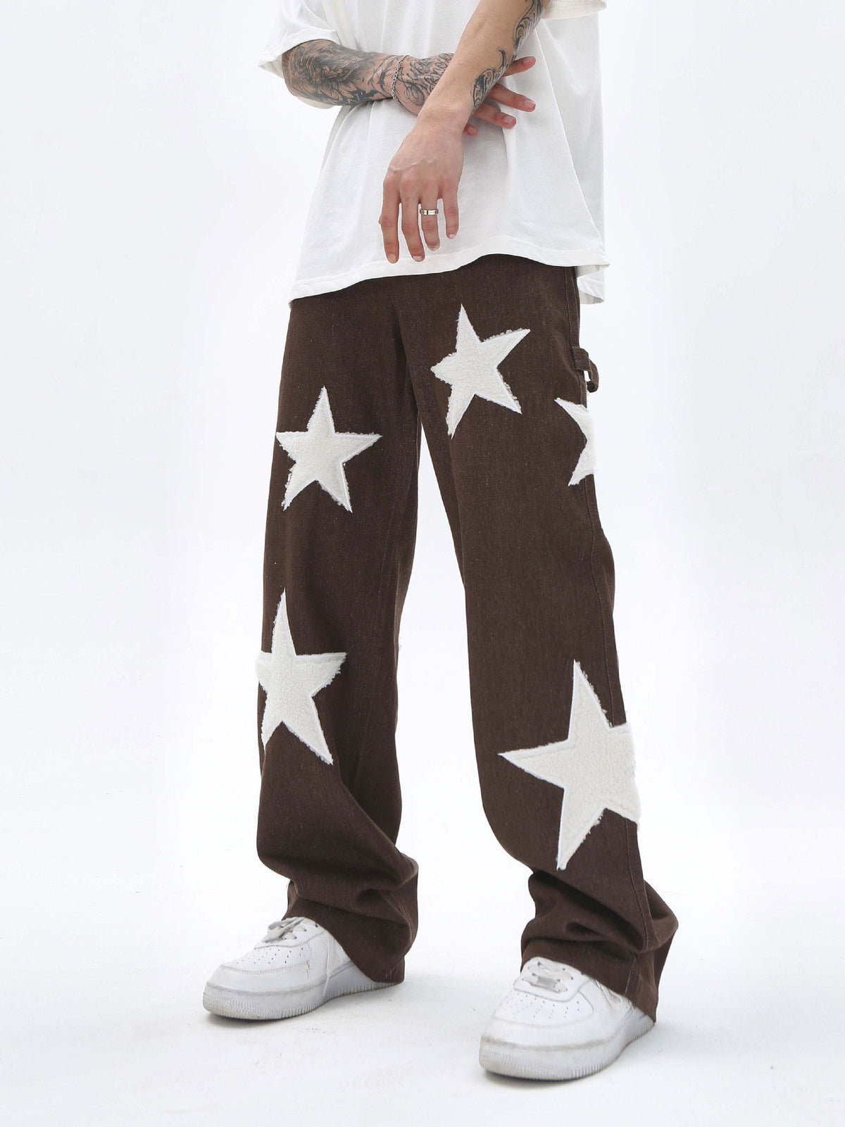 Star Towel Patch Stacked Wide Leg Denim (FREE SHIPPING)