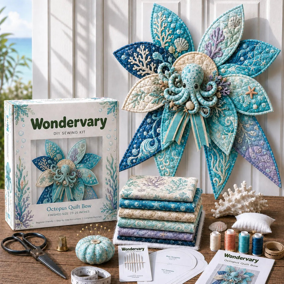 🔥Last Day 49% OFF - 🌊 Ocean Animal Large Patchwork Quilt Bow Sewing Kit(✨Buy 2 Free Shipping)