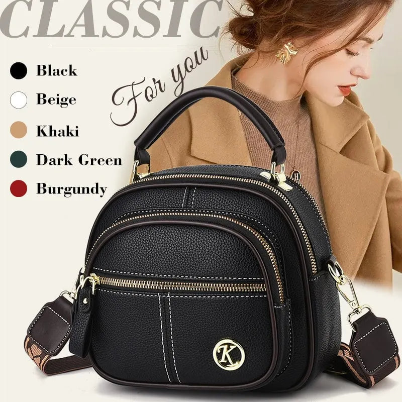 Multifunctional Compartments Adjustable Leather Crossbody Bag