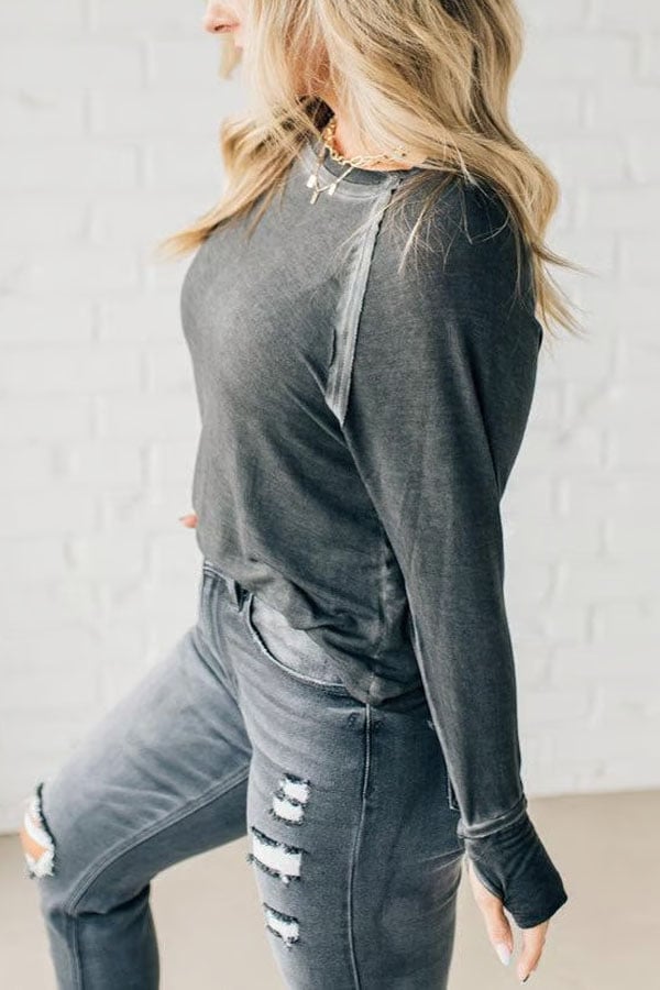 Mineral Wash Thumbhole Tee (Buy 2 Free Shipping)