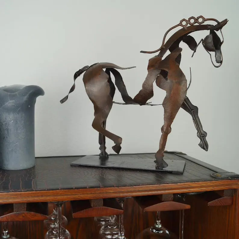 🐎🐎New Horse Sculpture “Adonis” – Quality Handmade from Metal, Abstract but Modern and Realistic Art