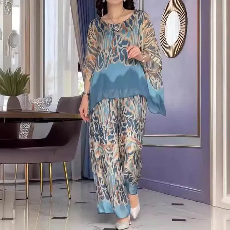 Women's Round Neck Printed Suit