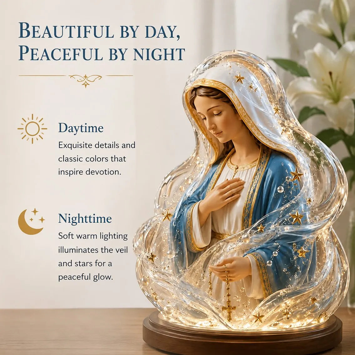 🎉HOT SALE🔥🙏Our Lady of Starlight Illuminated Prayer Statue | Religious Decor & Faith Gift✨