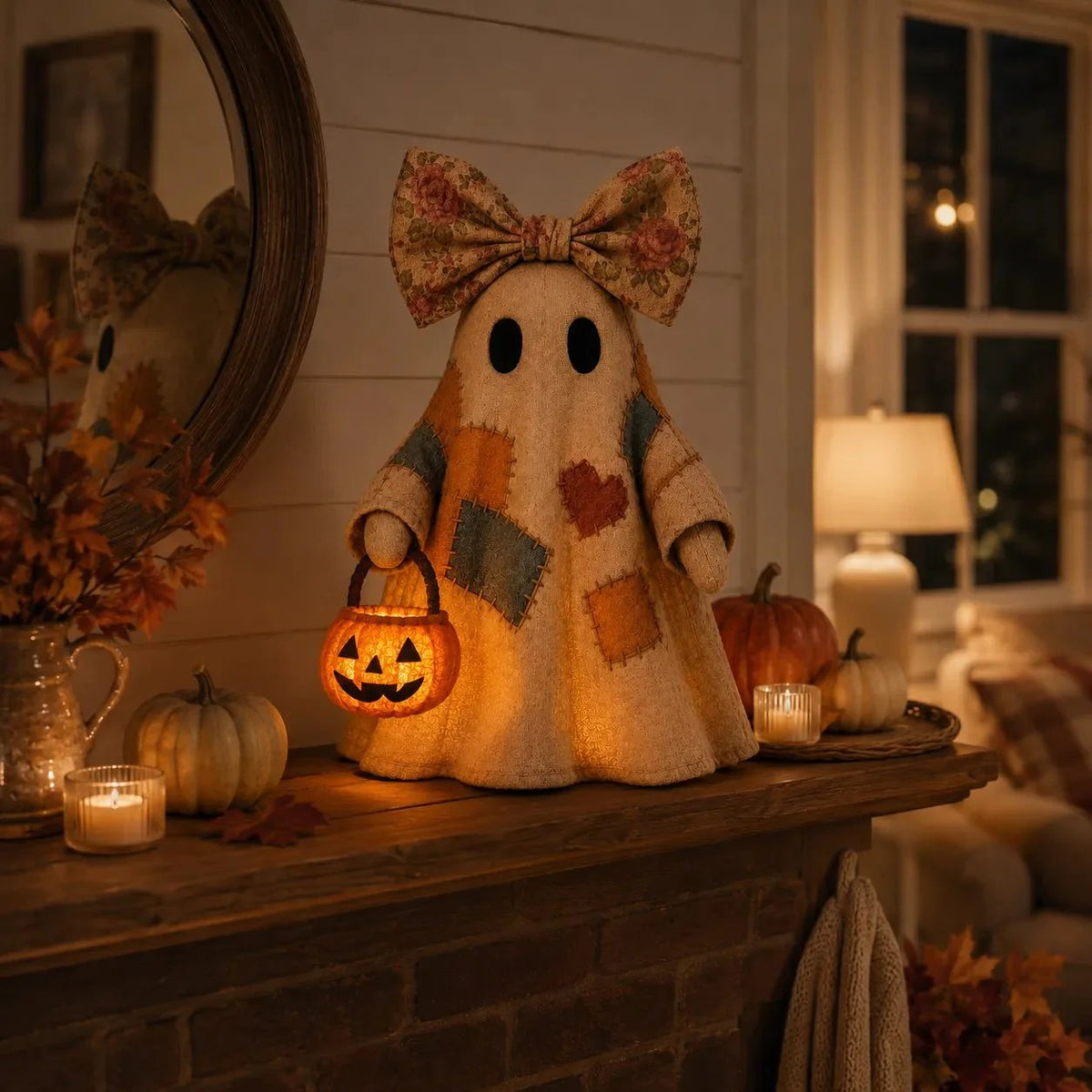 🎉👻Lighted Vintage Patchwork Ghost