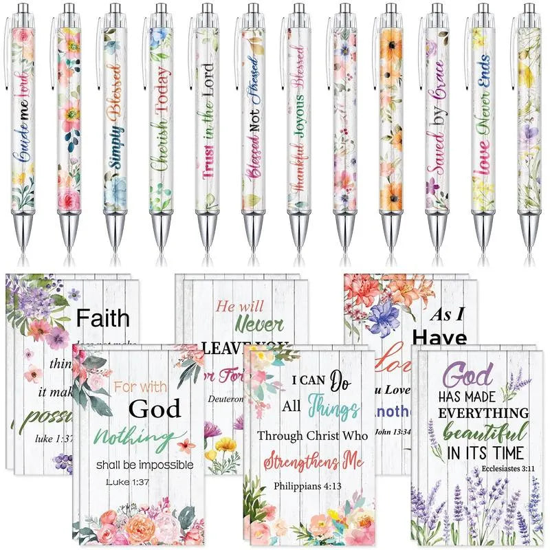 ✝️Christian Gifts Set: Motivational Pens & Bible Verse Notebooks – Inspire Your Faith Journey🌸