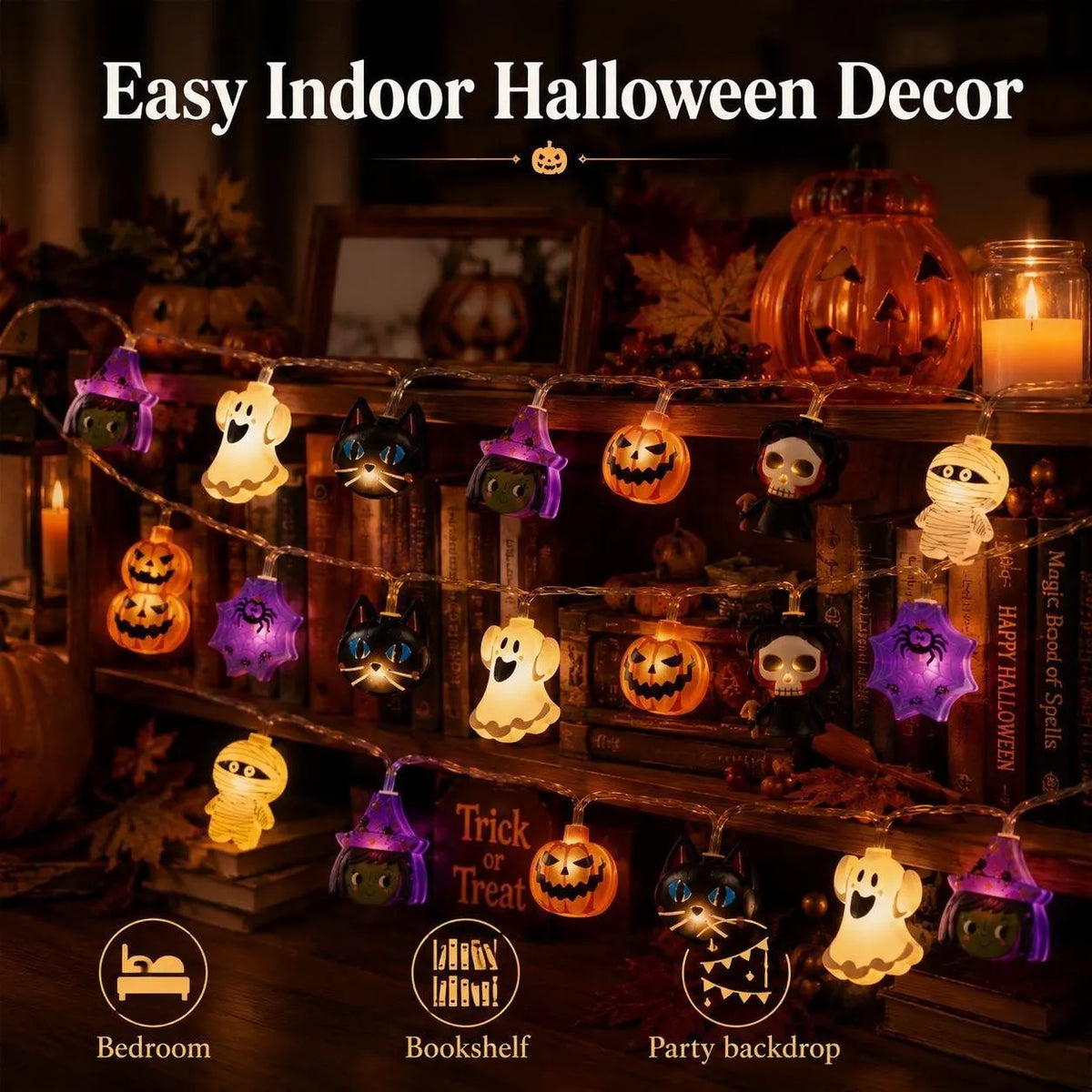 🎉 USB-Powered Pumpkin LED String Lights