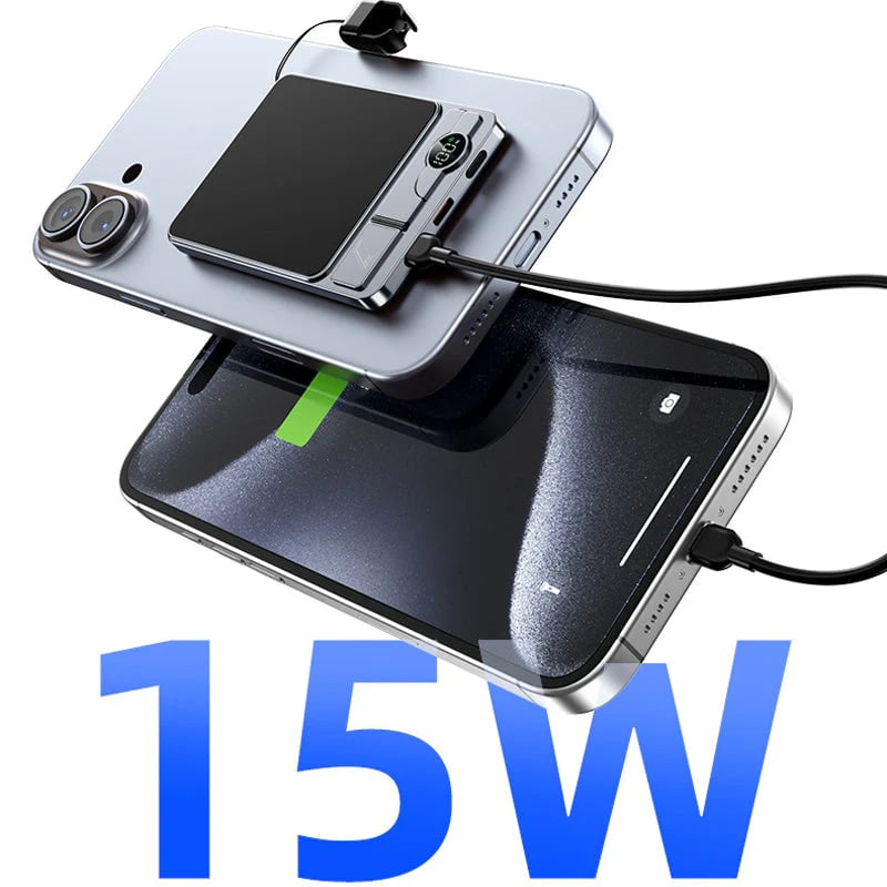 🔥HOT SALE🔥✨ 3-in-1 Magnetic Portable Charger – Wireless, Built-in Stand, Slim 🍃