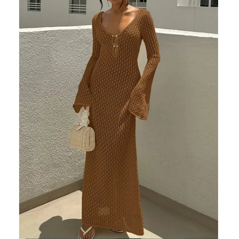 Hollowed-out Textured Dress
