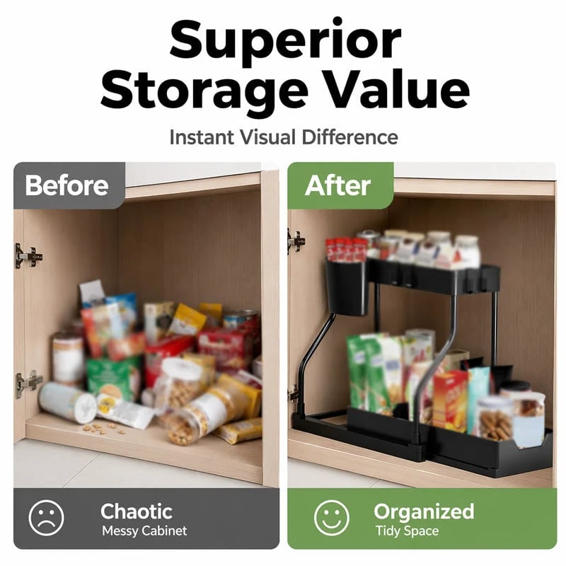 🎉2-Tier Pull-Out Under Sink Organizer