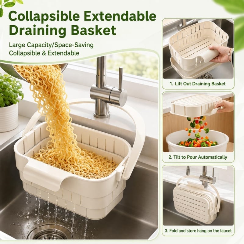 🔥HOT SALE🔥Foldable Hanging Kitchen Sink Drain Basket🧺