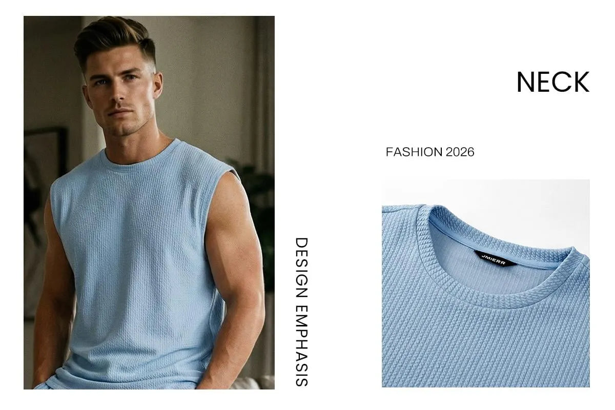 🔥 49% OFF Father’s Day Special ⏰🎁 Men’s Rib Knit 2-Piece Set – Sleeveless Tank & Baggy Wide-Leg Pants