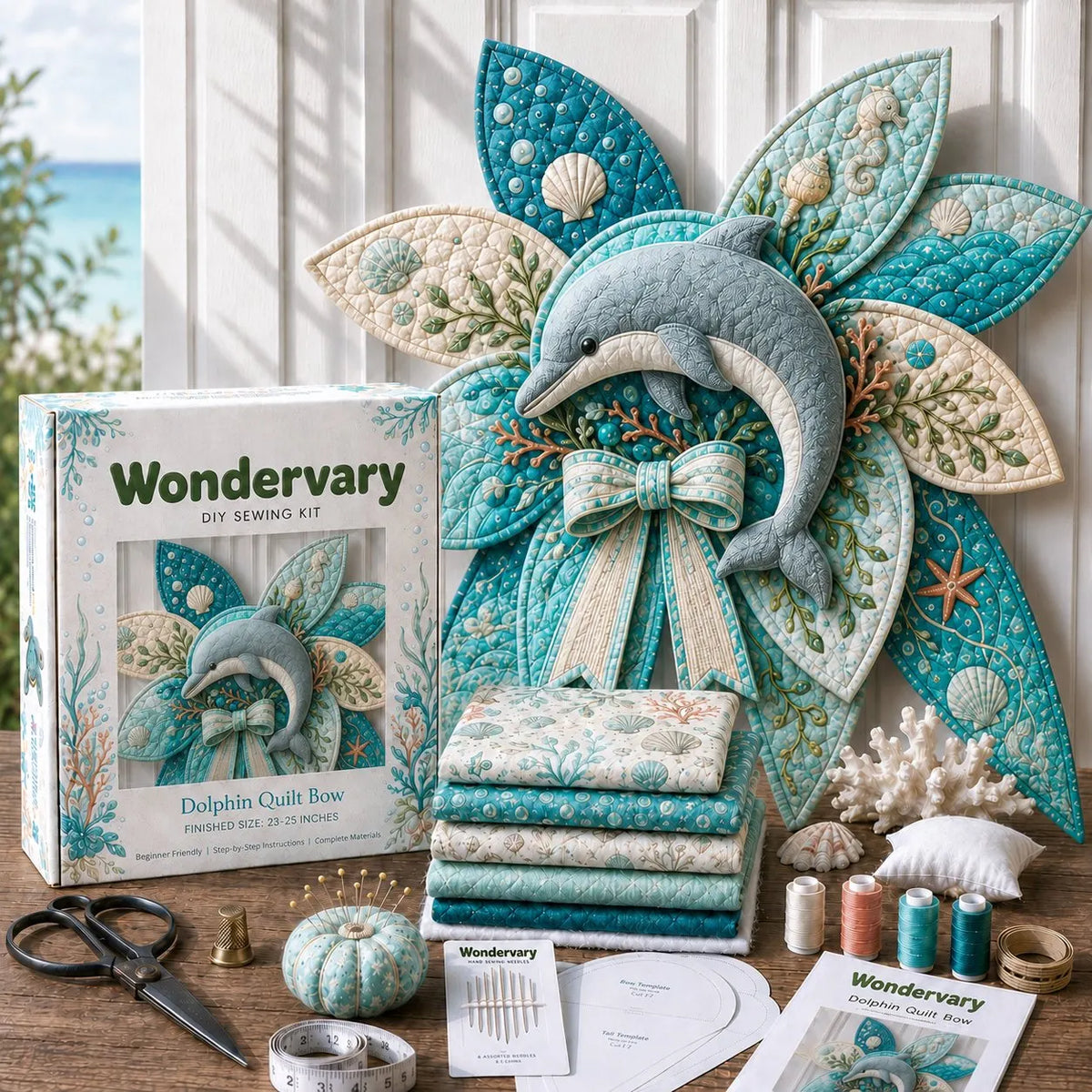 🔥Last Day 49% OFF - 🌊 Ocean Animal Large Patchwork Quilt Bow Sewing Kit(✨Buy 2 Free Shipping)