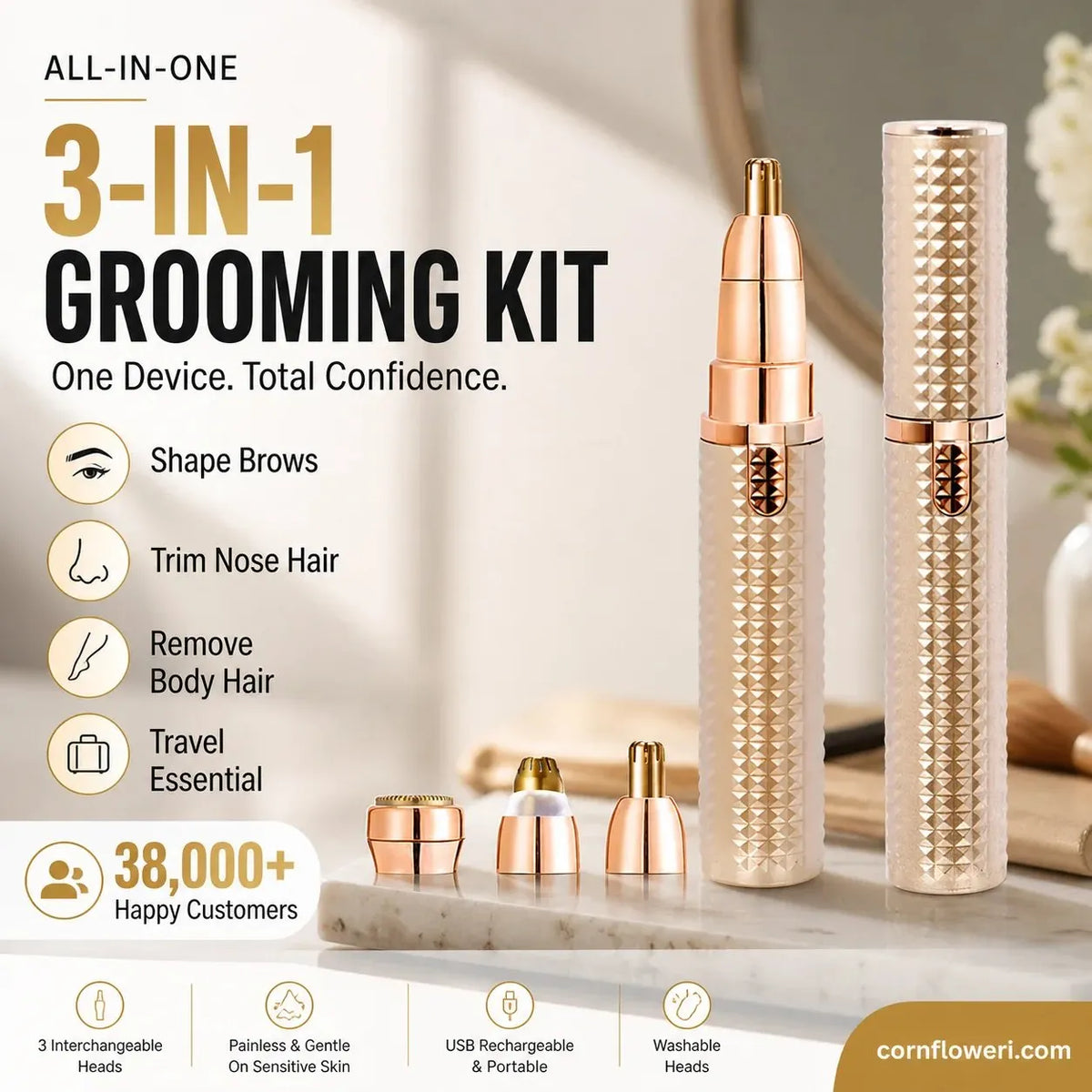 🔥 HOT SALE 🔥✂️ 2026 Sale — Over 38,000 Sold!🔥 Portable Electric Eyebrow Trimmer – Interchangeable Heads 🪒