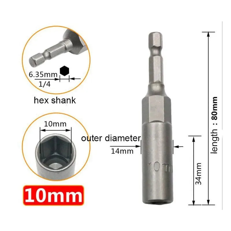 Extra Deep Hex Bit Socket Bolt Nut Driver Bit Set