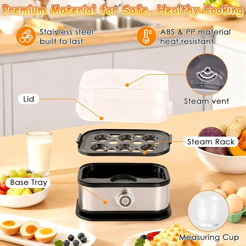 🔥HOT SALE🔥🥚🥚 Fast 6-Egg Cooker – Quick Breakfast Egg Boiler & Steamer