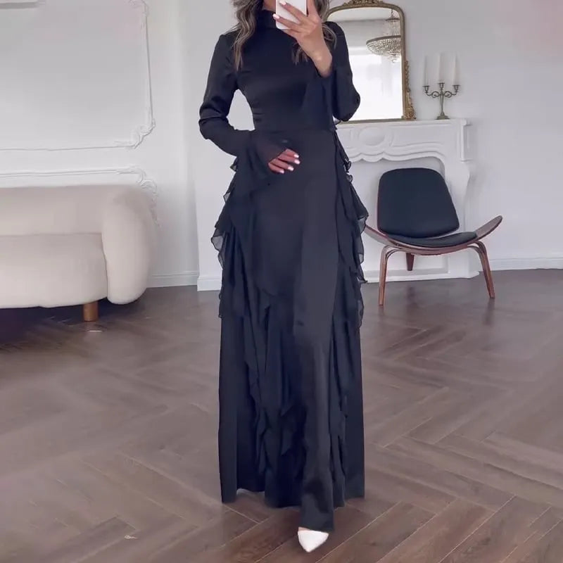 Elegant High-Waisted Patchwork Dress