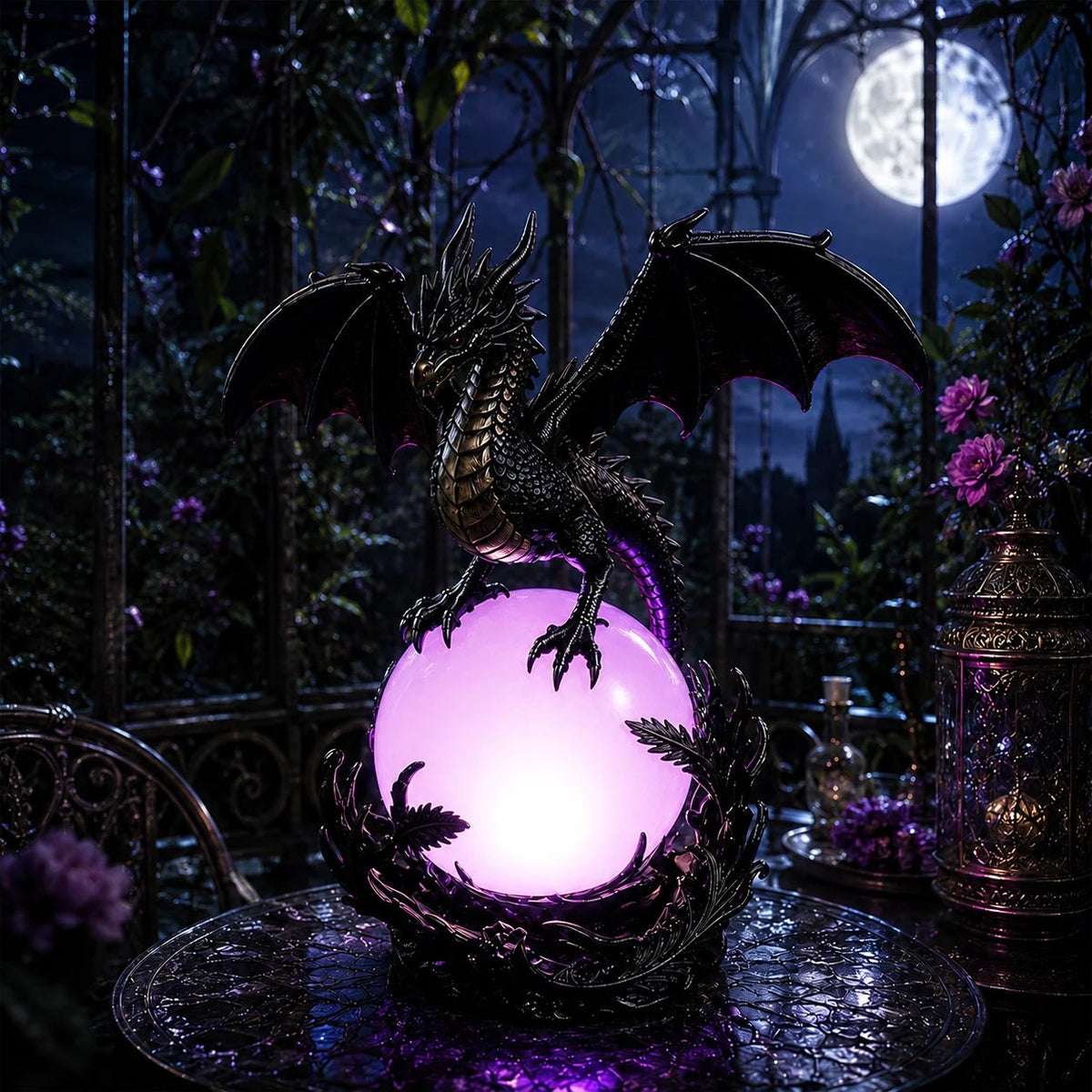 🎉🔮Gothic Dragon LED Crystal Ball Lamp for Dark Aesthetic Decor