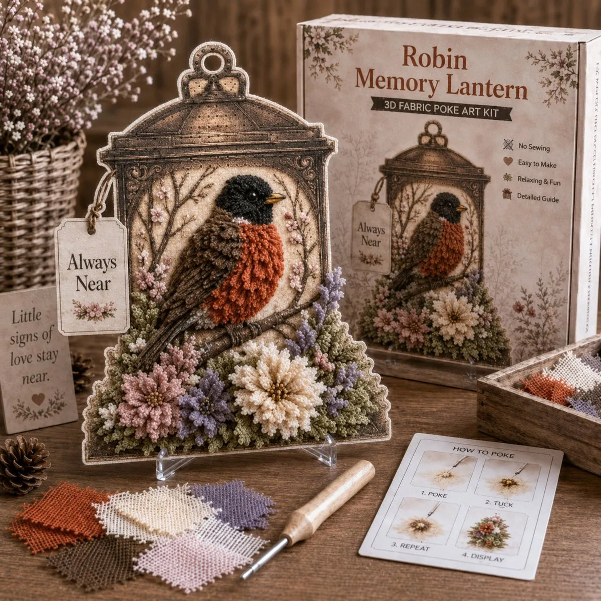 🔥HOT SALE🔥💥🏆49% OFF - 🕊️ Always Near 3D Fabric Poke Art Memory Lantern Kit