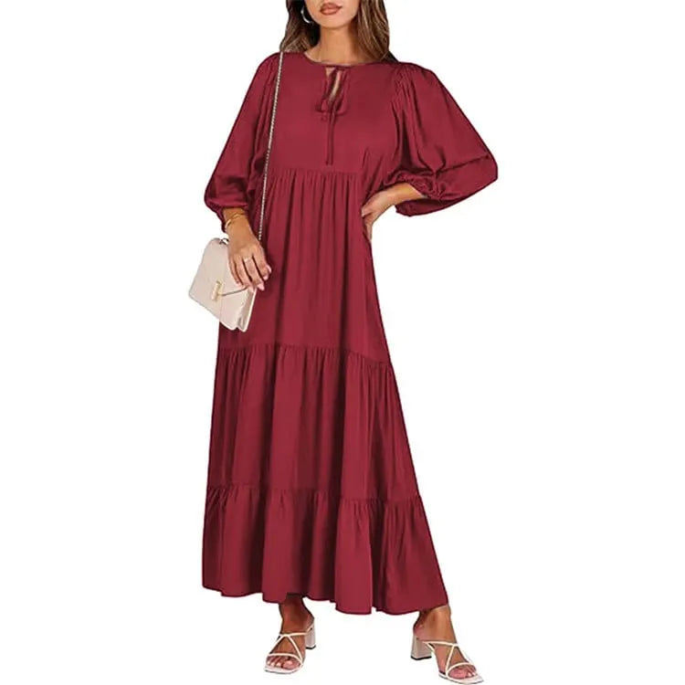 WOMEN'S PUFF SLEEVE FLORAL BOHO MAXI DRESS (BUY 2 FREE SHIPPING)