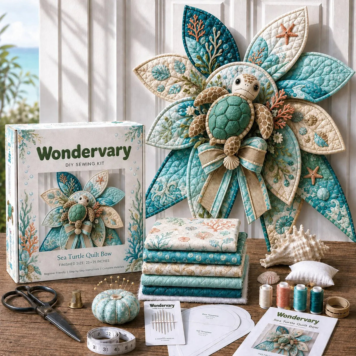 🔥Last Day 49% OFF - 🌊 Ocean Animal Large Patchwork Quilt Bow Sewing Kit(✨Buy 2 Free Shipping)