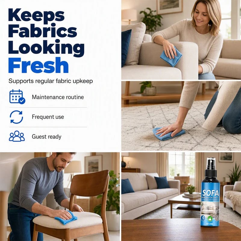 🔥HOT SALE🔥🛋️✨No‐Rinse Fabric Cleaner Spray – Just spray & wipe – no water, no rinsing. Perfect for sofas, carpets & upholstery – fresh in minutes! 🧼💨