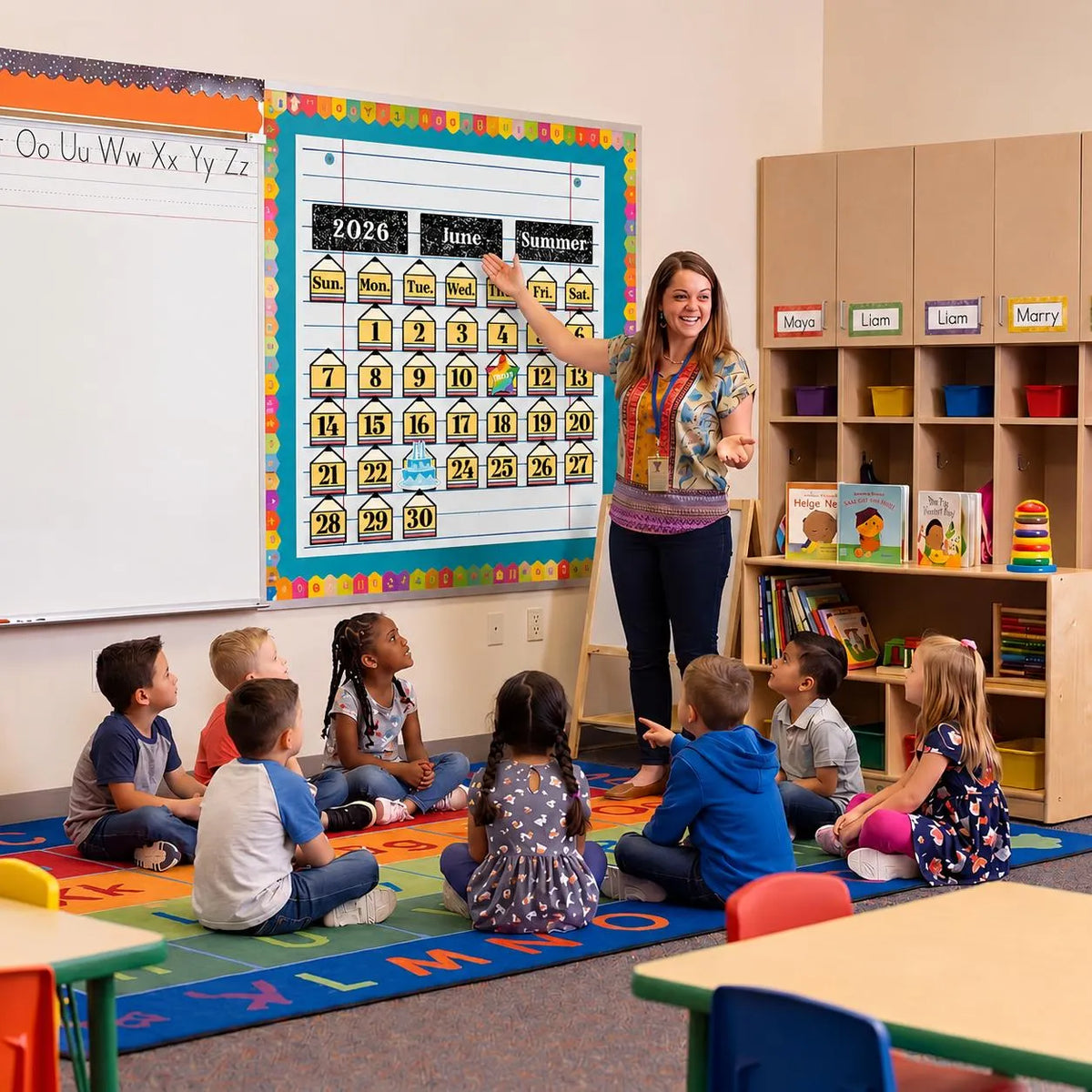 📅Back to School 2026-2028 Classroom Pencil Calendar Pocket Chart | 82 Educational Activity Cards🖍️