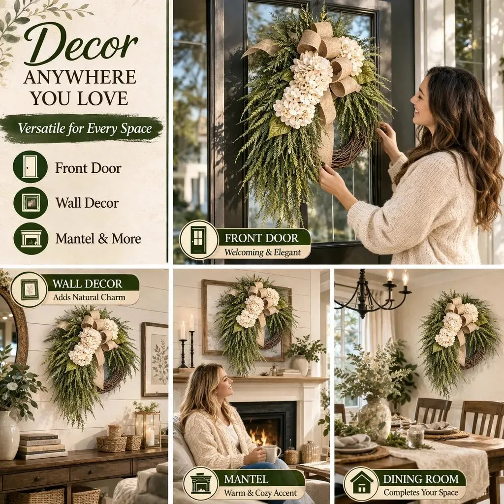 🔥HOT SALE🔥🌸Handcrafted Hydrangea Wreath – The Perfect All-Season Front Door Decor