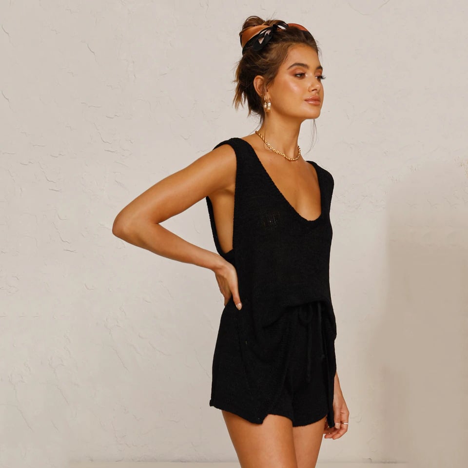Summer fashion casual deep V-neck vest set