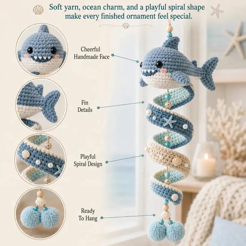 🔥 HOT SALE 🔥⏳ Last Day 49% OFF – 🌊 Beginner-Friendly Ocean Animal Spiral Crochet Hanging Ornament Kit | Complete Kit with All Tools & Step-by-Step Guide Included 💕