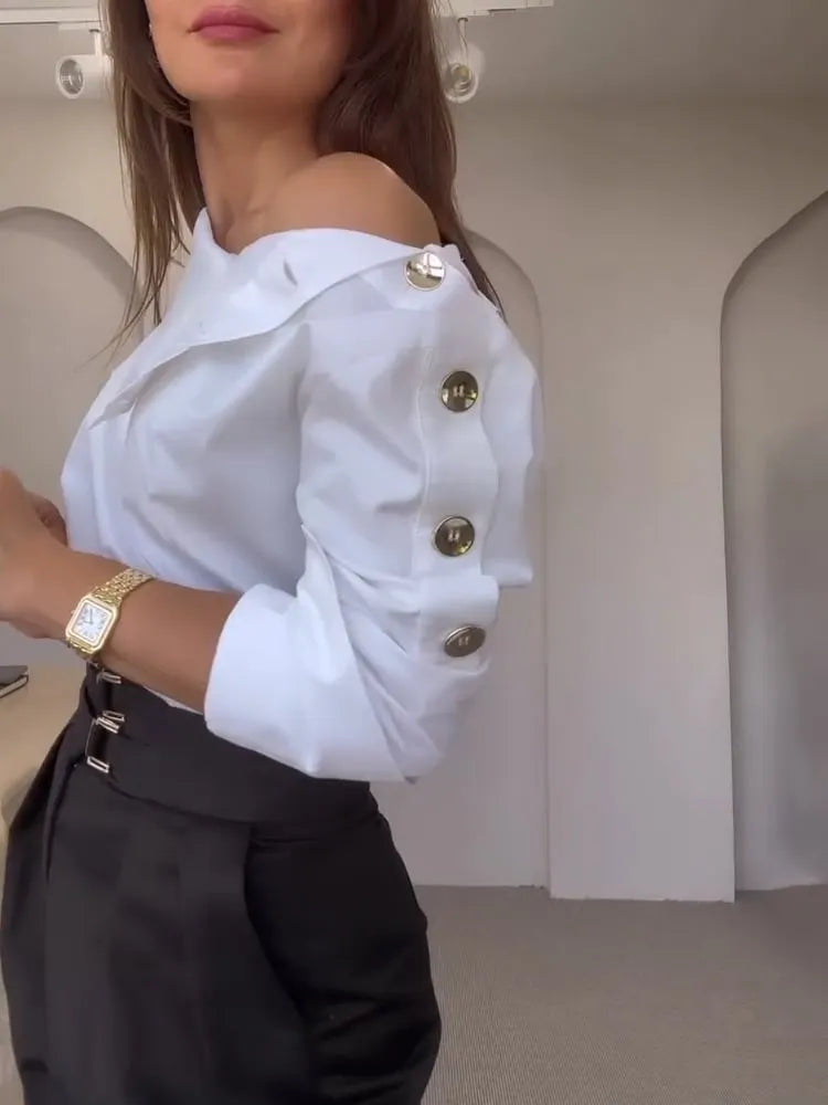 Women's High Collar Side Button Elegant Shirt (Buy 2 Free Shipping)