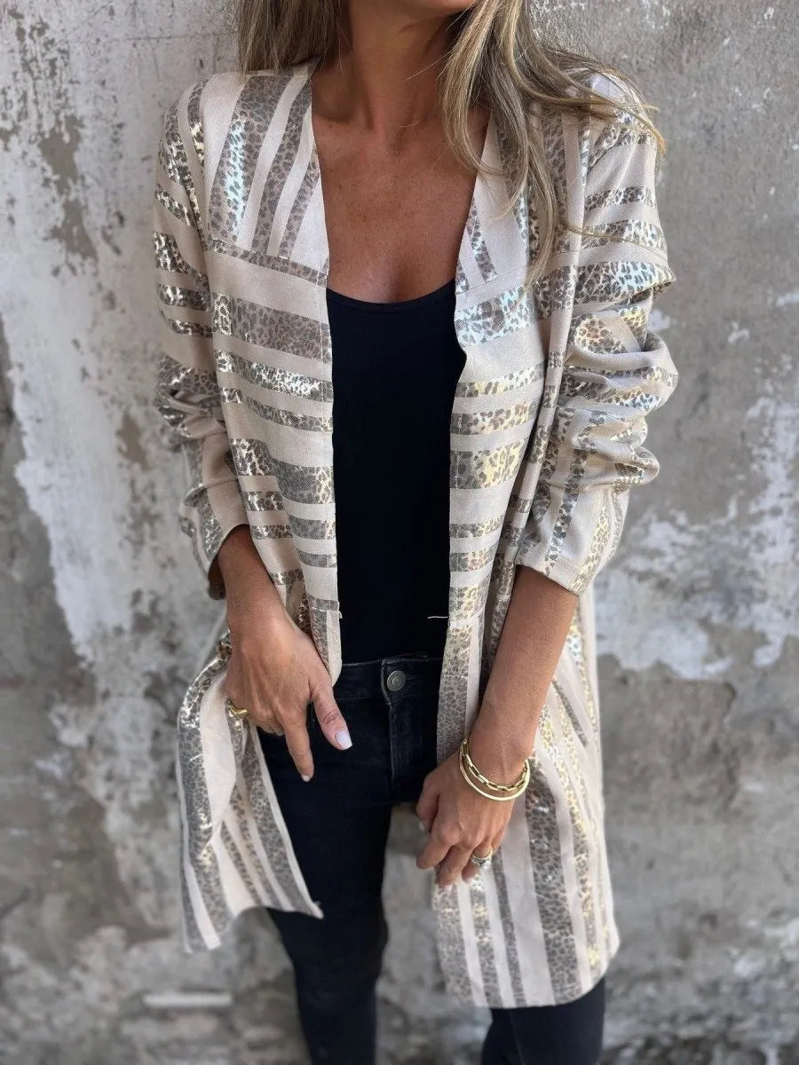 Gold Leopard Detail Pocket Coat