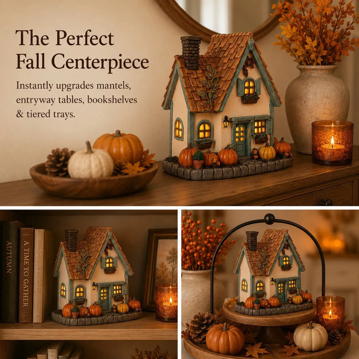 🎃🏡Vintage Light-Up Pumpkins Cottage