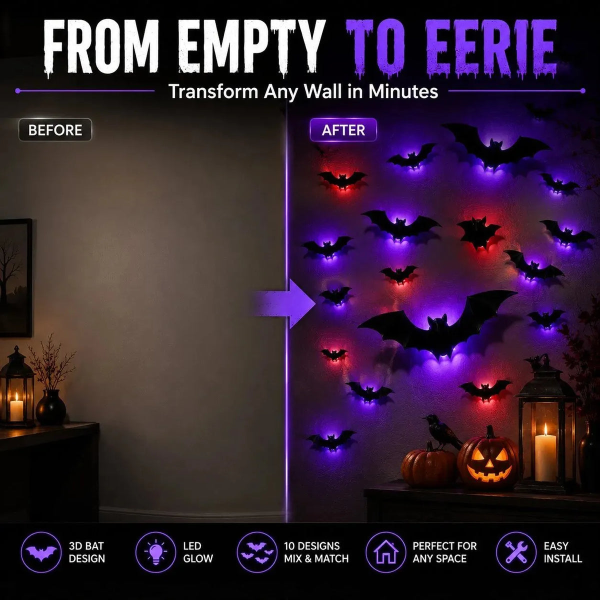 🎉 🦇 Halloween Sale: 3D LED Flying Bat Wall Decor – Create a Spooky Atmosphere in Minutes
