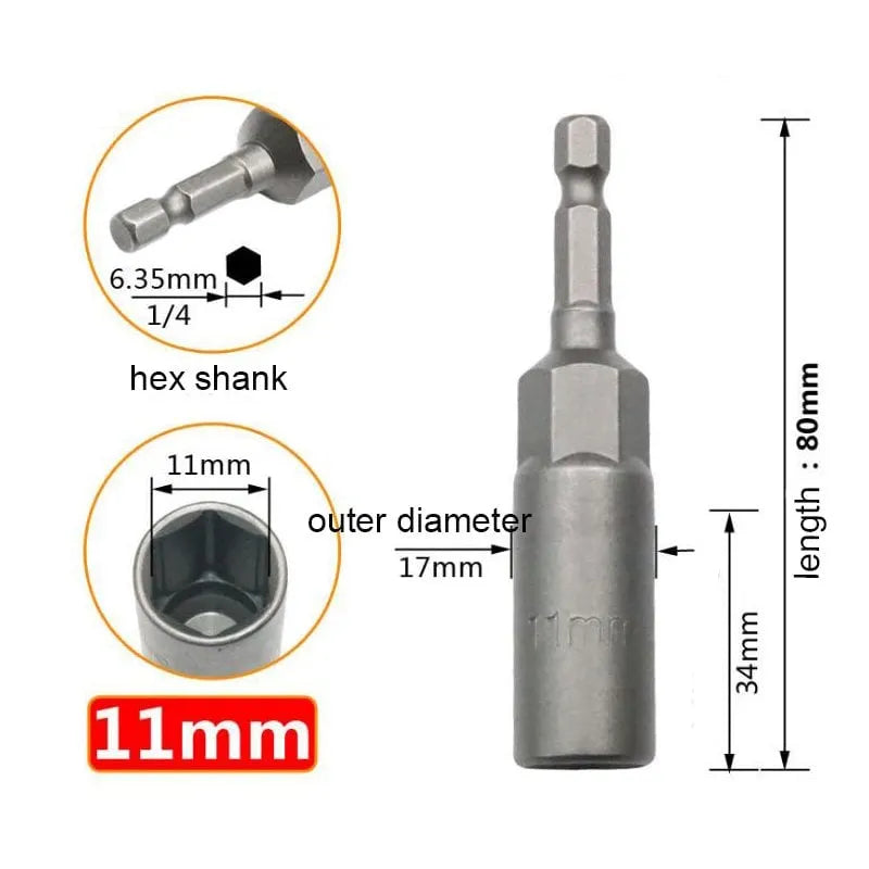 Extra Deep Hex Bit Socket Bolt Nut Driver Bit Set