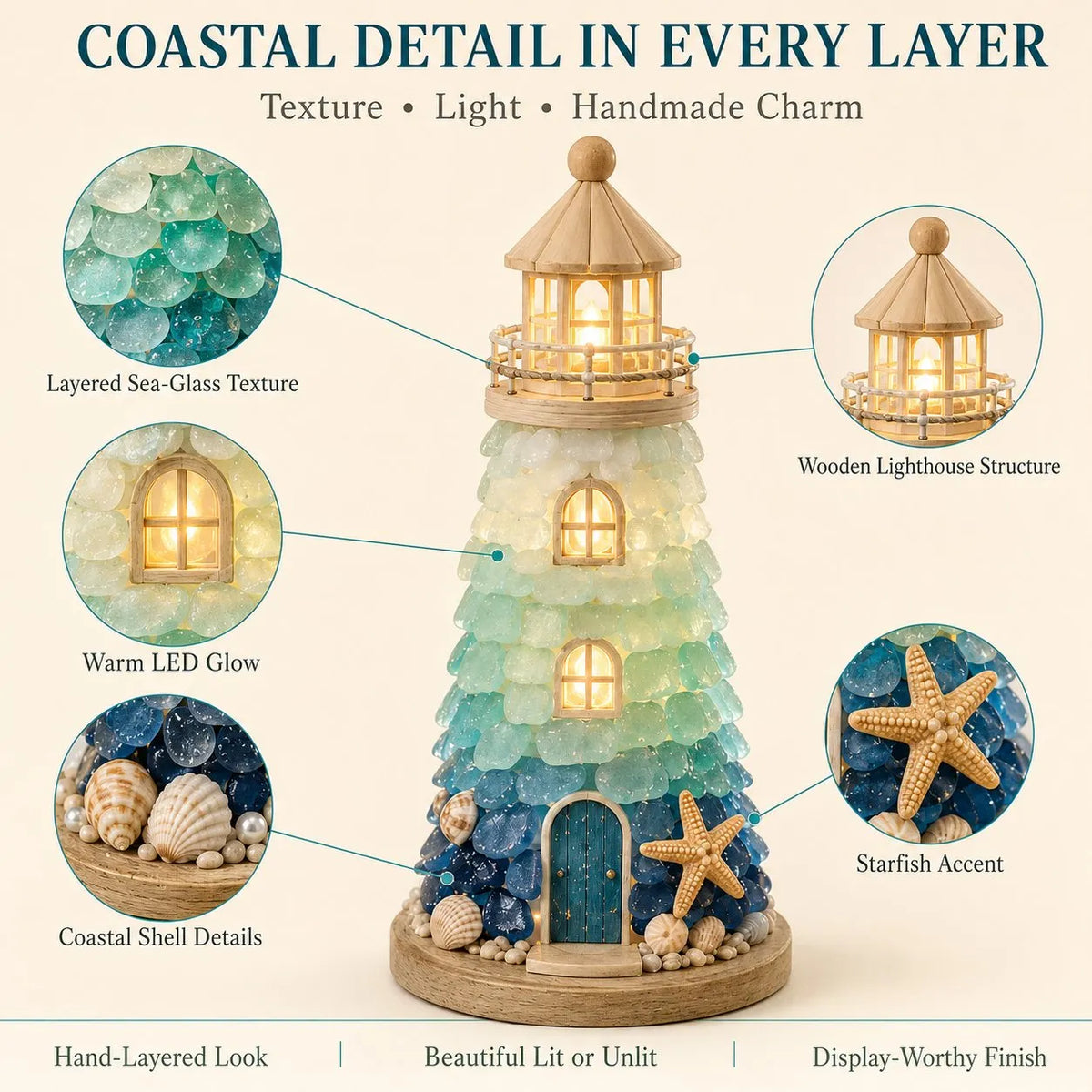 🔥 HOT SALE 🔥⏳ Last Day 49% OFF – 🌊 Beginner-Friendly DIY Lighted Sea Glass-Style Lighthouse Kit Collection | Complete Kit with Sea Glass-Style Pieces, LED Lights & Step-by-Step Guide Included 💕