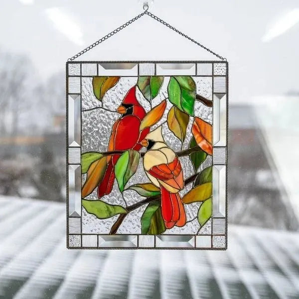 ⏰New Years Sale - 49% Off 🎉Cardinal Stained Glass Window Panel🦜🦜