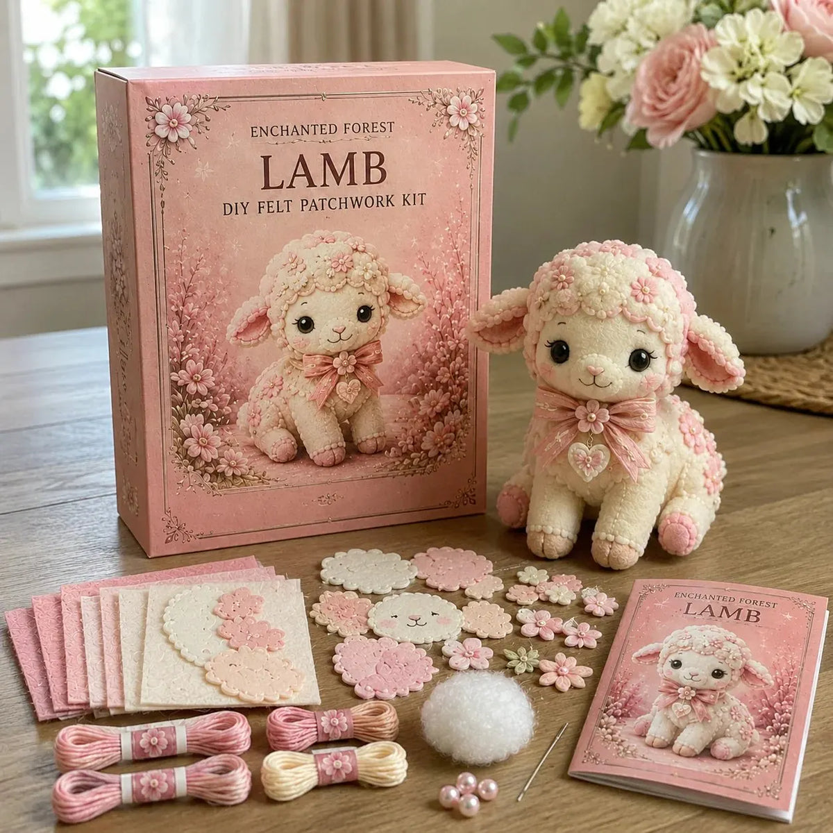 🔥HOT SALE🔥💗Pink Woodland Friends DIY Felt Sewing Kit – Make Your Own Cute Animal