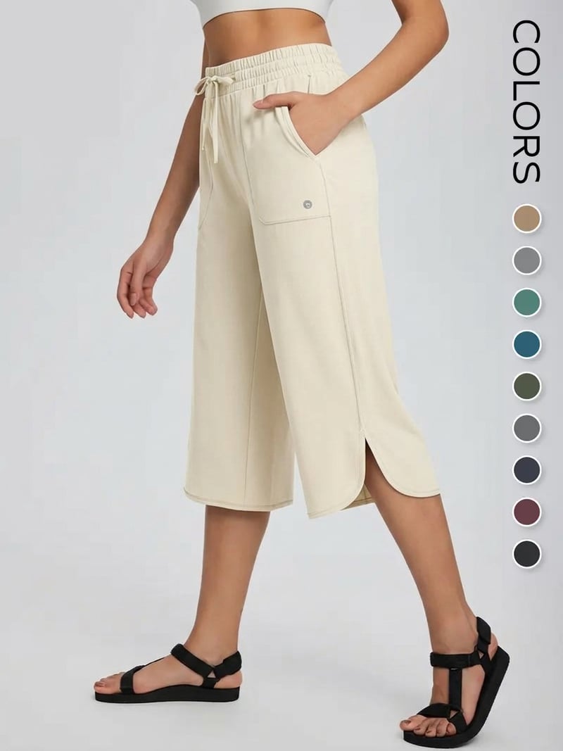 👖2026 Women's Wide Leg Yoga Capris – High Waisted with Pockets, Quick Dry, Lightweight, UPF 50+ Sun Protection – Loose Comfy for Hiking, Gym, Travel & Outdoor Workout ☀️